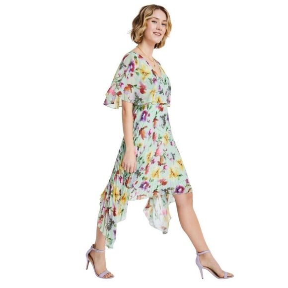 NWT Kensie V Neck Floral Print Chiffon Dress - Picture 3 of 9